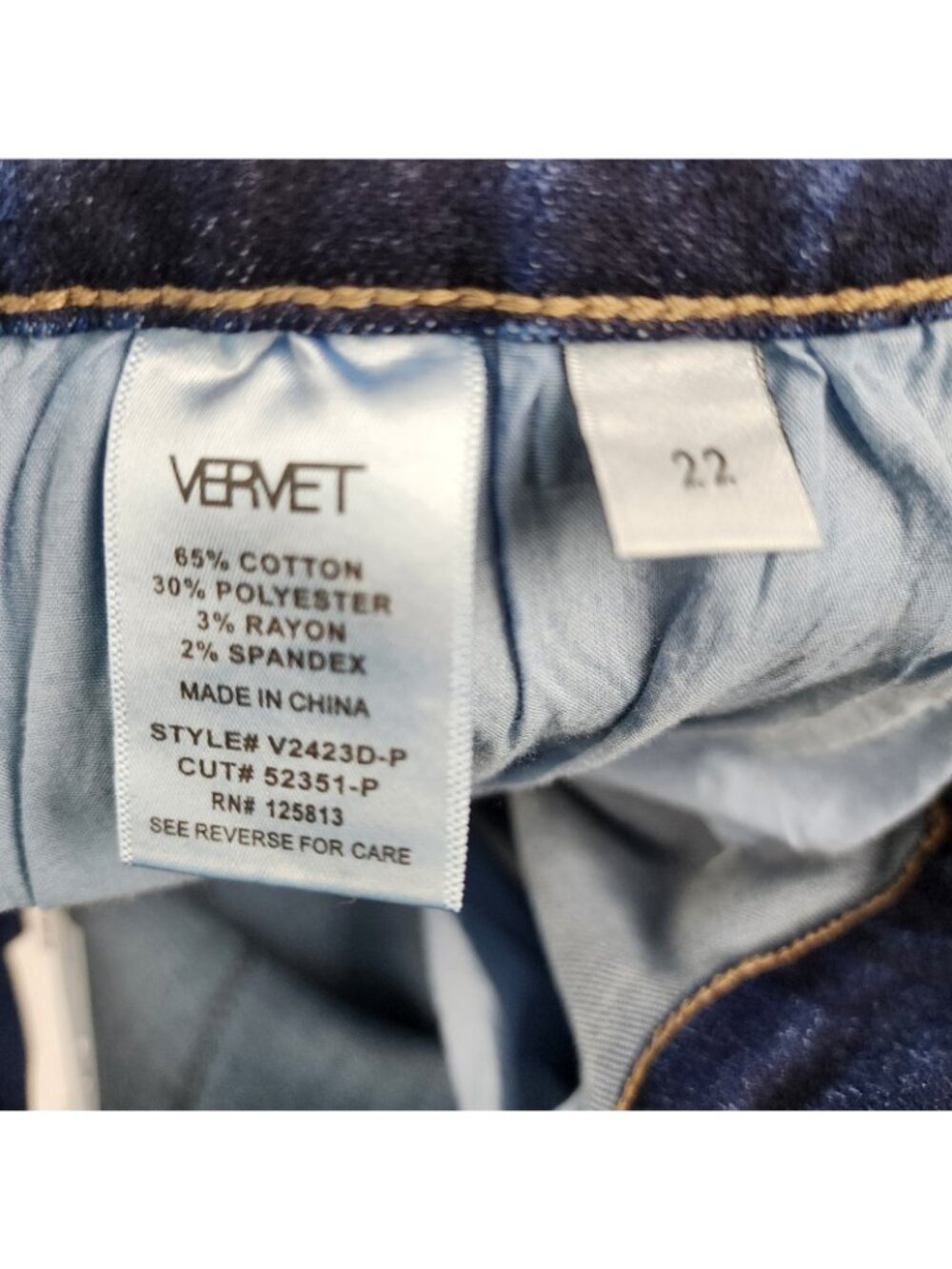 Vervet Jeans Womens 22 Blue Vervet Haylie Hgh Rise Skinny Denim (42x29) NWT - Picture 11 of 11